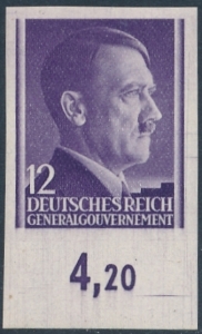 GG 075 nieząbkowany czysty** Portret A.Hitlera na jednolitym tle