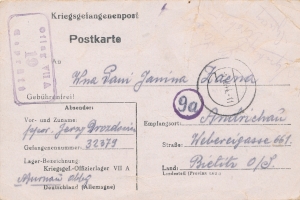 Oflag VII A - Bielsko kartka formularz 1944 rok