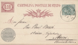 Italia całostka adresowana do Mons 1878 rok