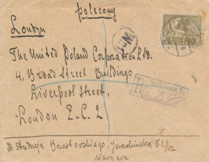 0101 b koperta listu poleconego zagranicznego cenzura wojskowa 1920 rok