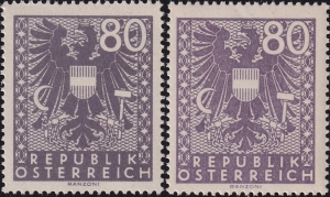 Austria Mi 0715 typ II+III czyste** Rysunek herbu