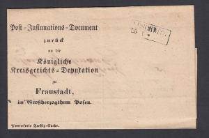Wschowa obwoluta listu urzędowego 1865 rok