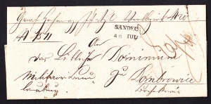 Sandec obwoluta listu z treścią 1846 rok