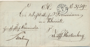 Poniec-Wschowa obwoluta listu z treścią 1846 rok