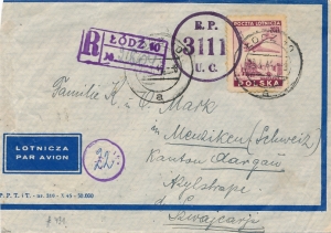 0398 koperta listu zagranicznego lotniczego cenzura 1946 rok