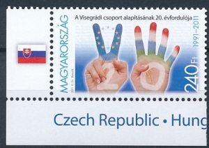 Węgry flaga Słowacji lewy margines czysty ** 20 rocznica utworzenia grupy wyszehradzkiej