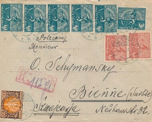 0125+127+137 koperta listu poleconego zagranicznego 1922 rok