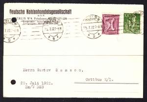 Deutsches Reich Mi.183 kartka  Berlin 1922 rok