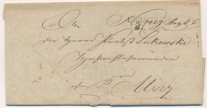 Bromberg obwoluta listu z treścią 1821 rok