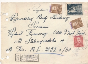 0520 koperta listu nadruk Groszy Jeżów Sudecki 1951 rok