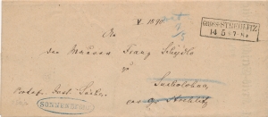 Strzelce Opolskie obwoluta listu urzędowego 1864 rok