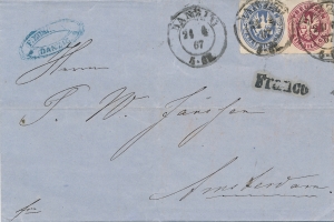 Gdańsk-Amsterdam koperta listu 1867 rok