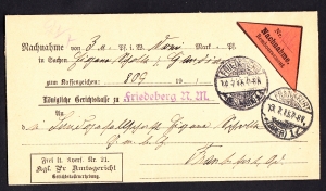 Frankfurt-Friedeberg ( Mirsk ) obwoluta listu urzędowego 1915 rok
