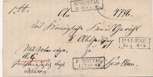 Iłowa-Szprotawa obwoluta listu 1860 rok