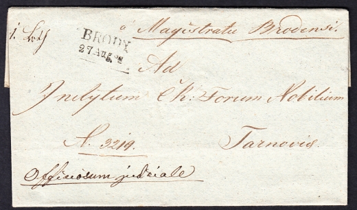 Brody - Tarnów obwoluta listu 1836 rok