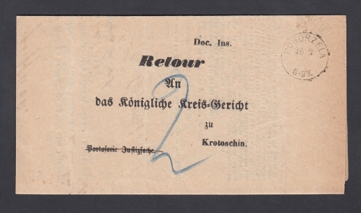 Pogorzela-Krotoszyn obwoluta listu urzędowego 1870 rok