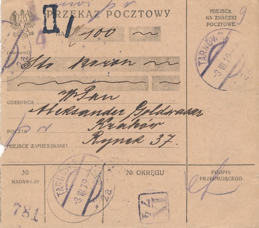 0075 Porto typ 61 Kraków 1 skart 1919 rok