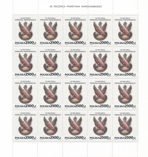 3352 Arkusik czysty** 50 rocznica Powstania Warszawskiego