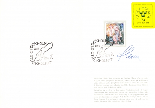 Szwecja Mi.832 kartka z autografem Cz.Słania