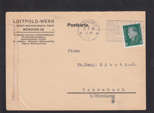 Deutsches Reich Mi.412 kartka stempel Munchen 1930 rok