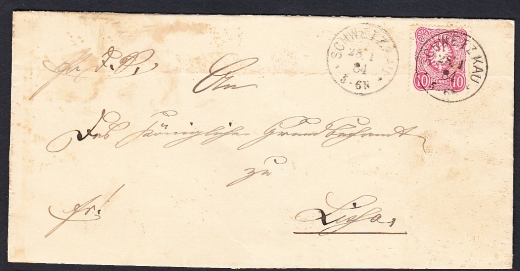 Deutsches Reich Mi.041 obwoluta kasownik Świecie-Leszno 1884 rok