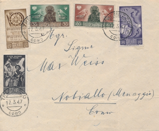 Poczta Osiedli Polskich we Włoszech koperta 1947 rok