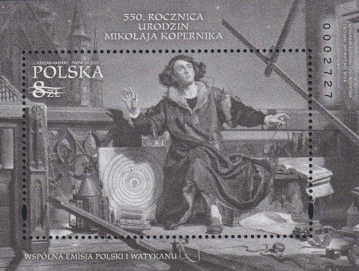 5287 Blok 371 czarnodruk numer 2727 czysty** 550. rocznica urodzin Mikołaja Kopernika
