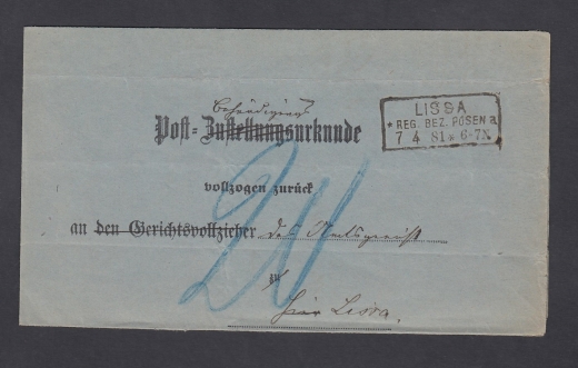 Leszno obwoluta listu urzędowego 1881 rok