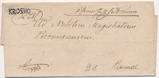 Krosno - Przeworsk obwoluta listu 1826 rok