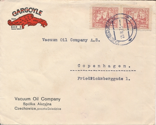 0210 I koperta listu firmowego zagranicznego dziurkowanie firmowe Czechowice-Dziedzice 1925 rok