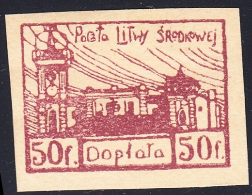 Litwa Środkowa Próba D1 liliowa papier szary czysta