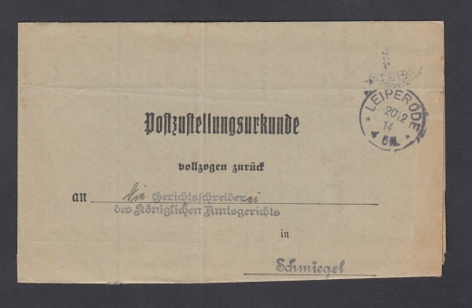 Lipno-Śmigiel obwoluta listu urzędowego 1914 rok
