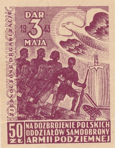Tajna Poczta Podziemna nalepka 3 Maja 1943