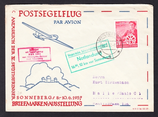 DDR Poczta Szybowcowa 1957 rok