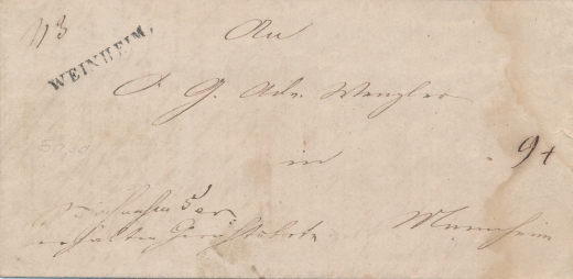 obwoluta listu z treścią stempel Weinheim