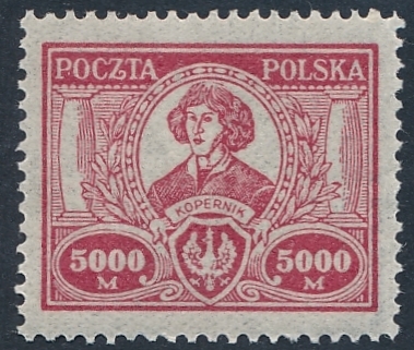 0166 av karminowoczerwony papier bardzo cienki ZG 12¾:12½ gwarancja czysty**