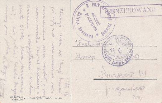 Główna Poczta Polowa cenzura 1919 rok