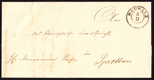 Nowa Sól-Szprotawa obwoluta listu z treścią 1850 rok