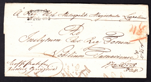 Lwów - Tarnów obwoluta listu 1835 rok