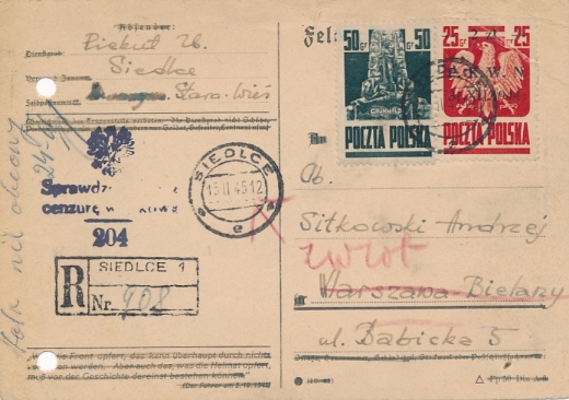 0345+343 kartka pocztowa cenzura wojskowa 
