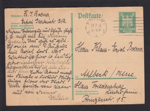 Deutsches Reich P162 stempel Erfurt 1926 rok