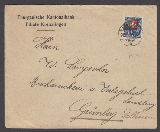 Szwajcaria Mi.0188 koperta firmowa 1923 rok