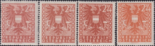 Austria Mi 0707 odmiany czyste** Rysunek herbu