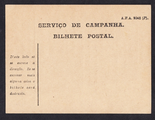 Portugalia poczta wojskowa formularz I wojna światowa