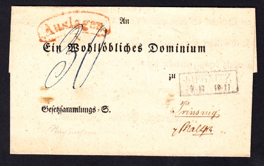 Legnitz obwoluta listu urzędowego 1850 rok