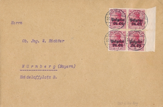 ON21 a koperta listu UP Kowno 1917 rok