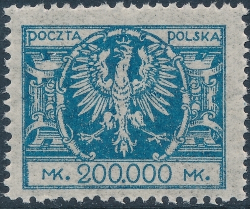 0177 v papier bardzo cienki bibułkowy ząbkowanie 11½:11¾ w czwórce czyste** Duży orzeł na tarczy barokowej