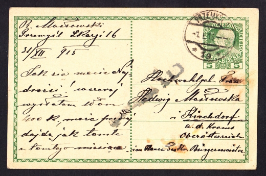 Przemyśl - kartka cenzura 1915 rok