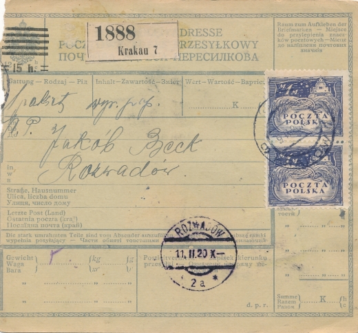 0087 Porto typ 116 Rozwadów skart 1920 rok