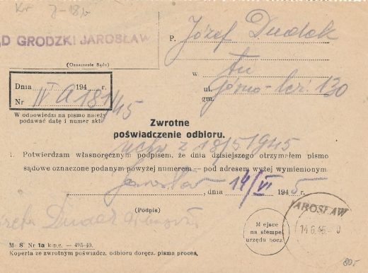Jarosław stempel prowizoryczny cenzura wojskowa - 1310